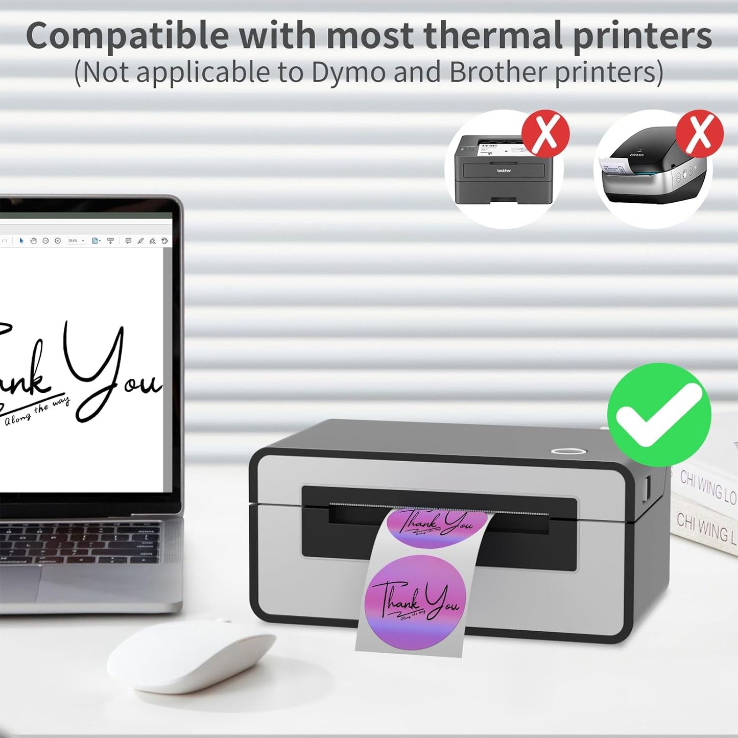 MFLABEL 2" Round Holographic Thermal Labels - 400pcs Purple Waterproof Sticker Roll for Small Business Logo, Compatible with MUNBYN/Rollo/Phomemo (Not for Dymo/Brother)