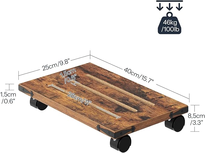 HOOBRO Mobile PC Stand, Ventilated Computer Tower Stand, PC Tower Holder with 4 Caster Wheels, CPU Holder Under Desk Fits Most Computer Host, for Office, Gamers, Rustic Brown BF46CJ01