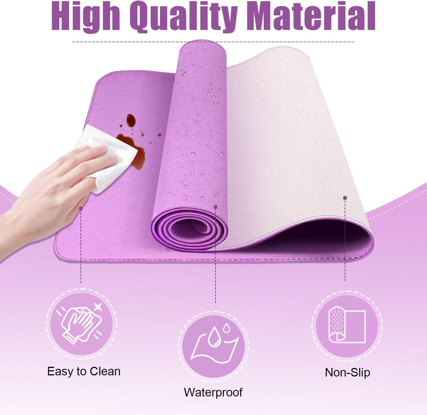 Leather Desk Pad Protector, Desk Mat, Large Mouse Pad, Non-Slip Desk Blotter, Office Laptop Desk Pad, PU Leather Desk Writing Pad for Office and Home (Lilac, 31.5" x 15.7")