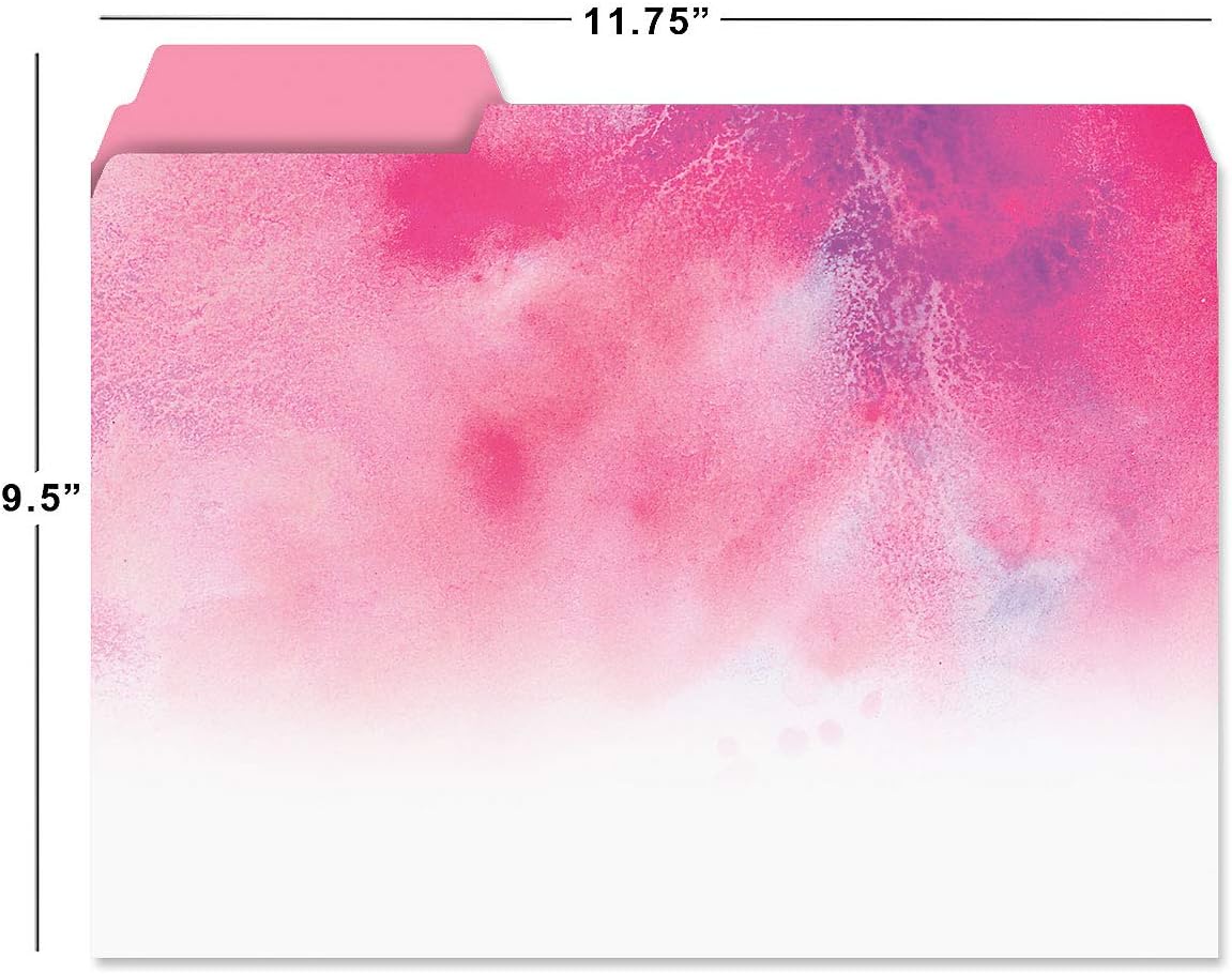 Current Brushstrokes File Folders Value Pack - Bulk Set of 24, 6 Pretty Decorative Designs, 1/3 Cut Tabs, Heavy-Duty Paper Stock, Office Supplies for Home & Work, 9-½” x 11-¾” Letter Size