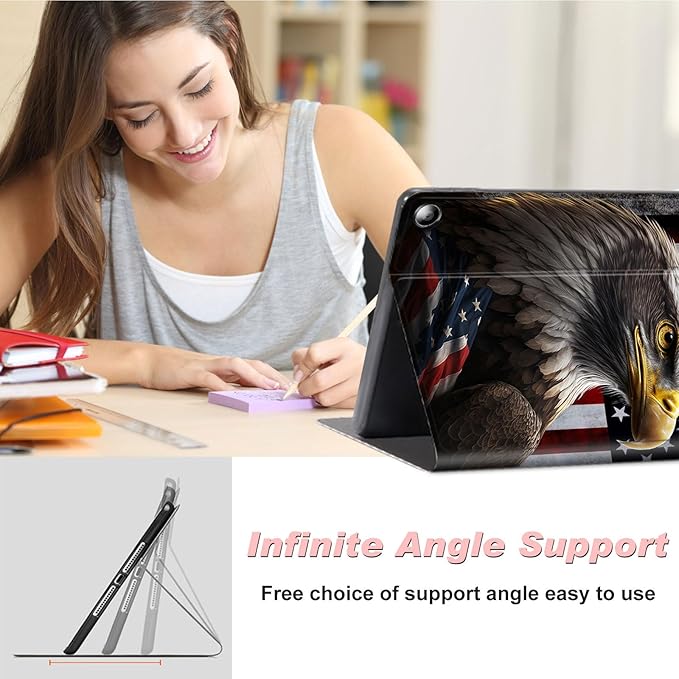 for Amazon Kindle Fire Max 11 Case (13th Generation, 2023 Release) 11",Slim Lightweight Smart Shell Stand Cover with Auto Wake/Sleep for All-New Fire 11 Max Tablet,American Flag Eagles