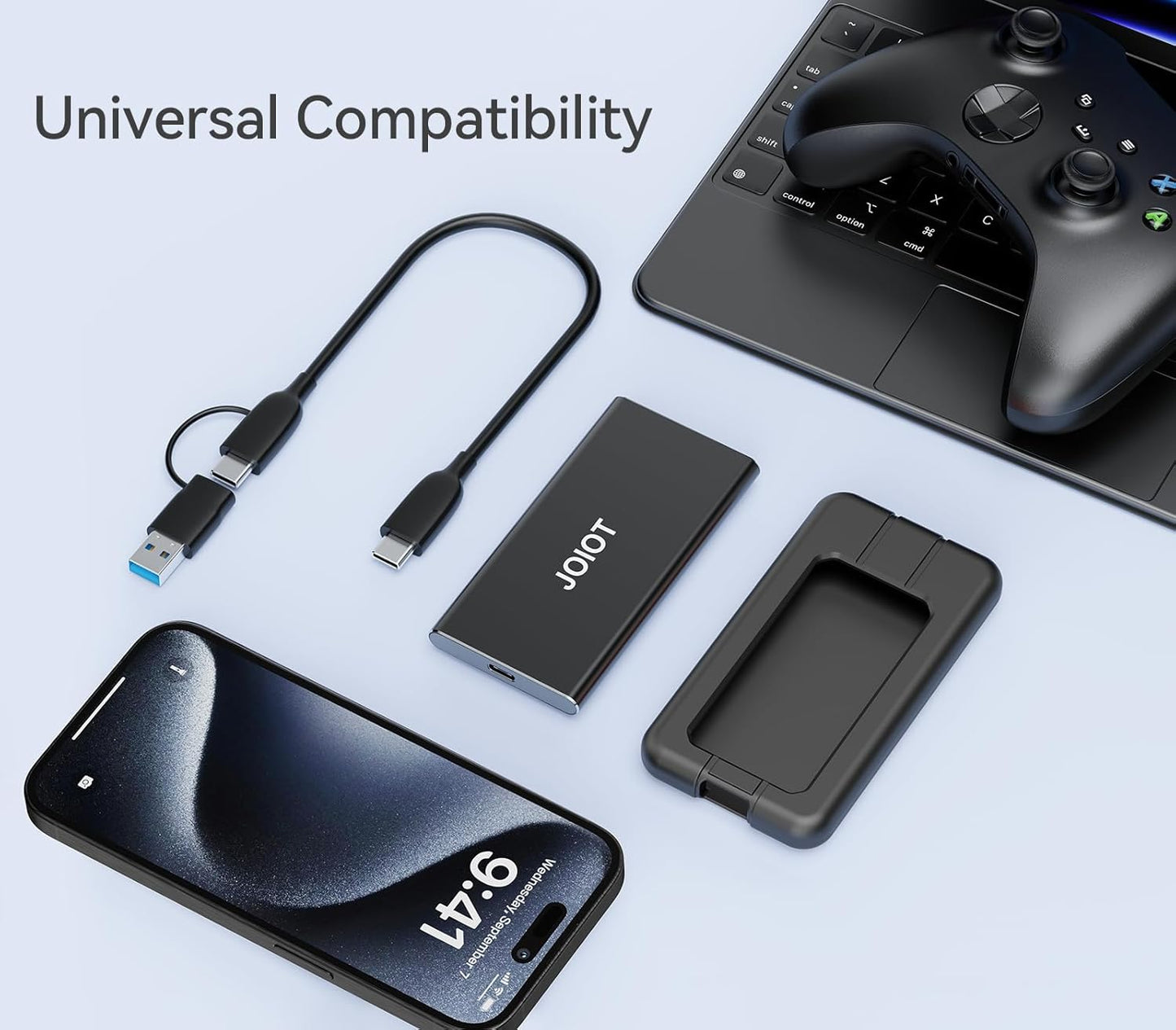 512G Portable SSD Up to 2000MB/s USB-C USB 3.2 Gen 2x2 External SSD with Protective Case Shockproof Type-C External Solid State Drive