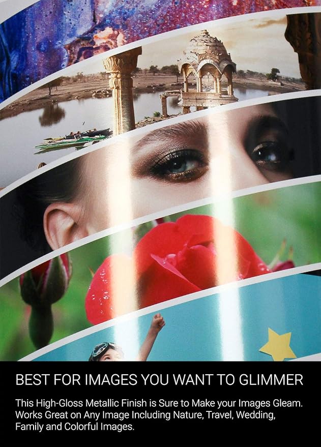 Vibrance Metallic Photo Printer Paper 10 mil 255 gsm Premium Photo Paper Roll 3in Core 44 inches x 100 feet Works with Most Inkjet Printers Including Professional Makes and Models Like Epson Canon HP