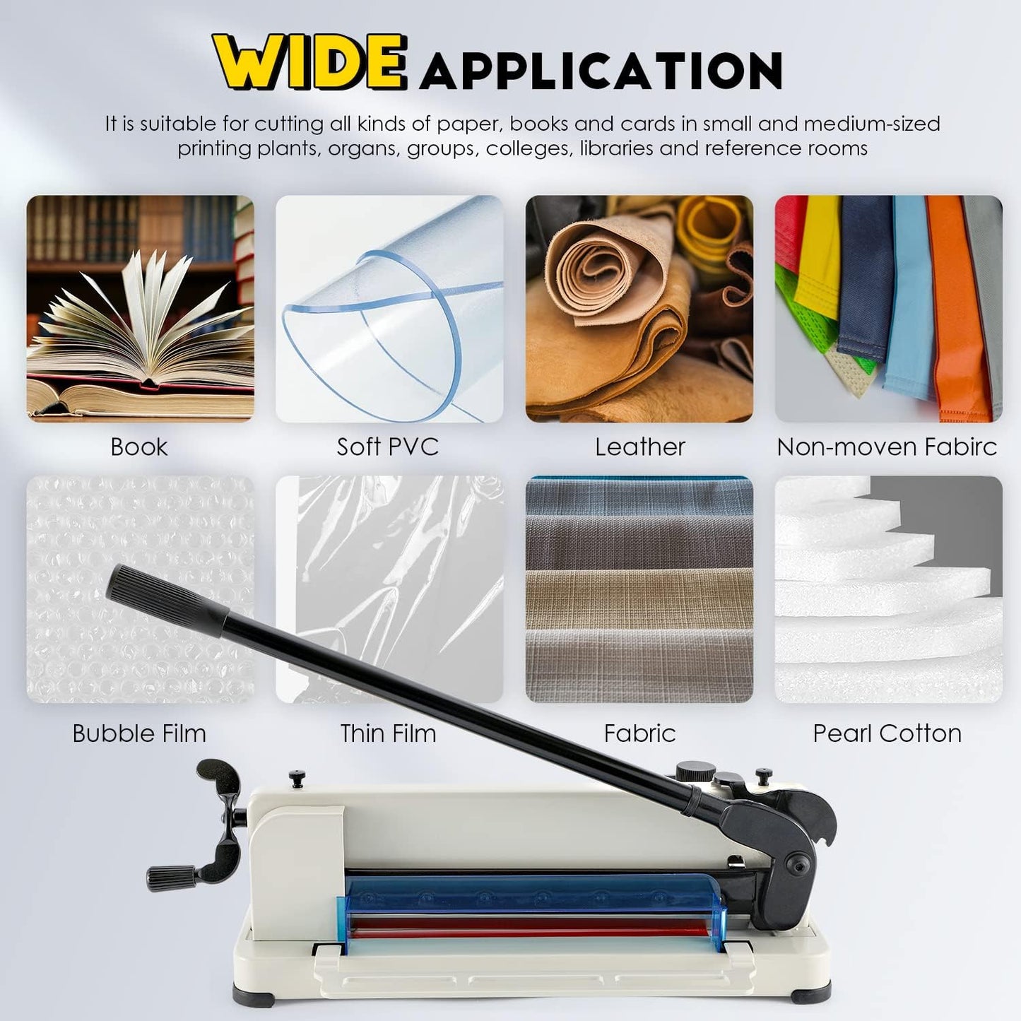 CGOLDENWALL Heavy Duty Paper Cutter A4 12" Paper Guillotine Cutter, Max. 400 Sheets, 0.02mm Cutting Accuracy, Suitable for Offices Production Leather Fabrics