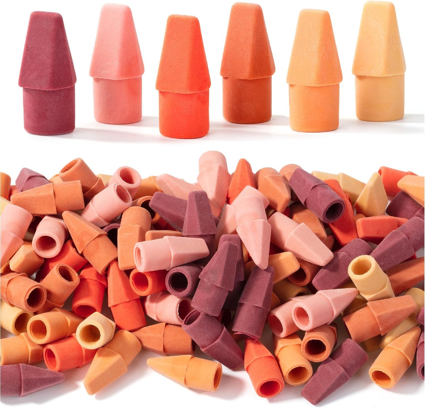Mr. Pen- Pencil Top Erasers, 120 Pack, 6 Different Sunset Orange Colors, Latex-Free & No Smudge Pencil Eraser Tops