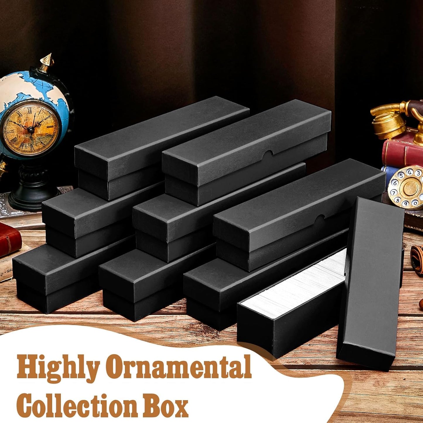 Teling 8 Pcs Coin Storage Box 2x2inch Flip Holders Collectors Coin Supplies Holders for Cents Collection Cardboard (Black)
