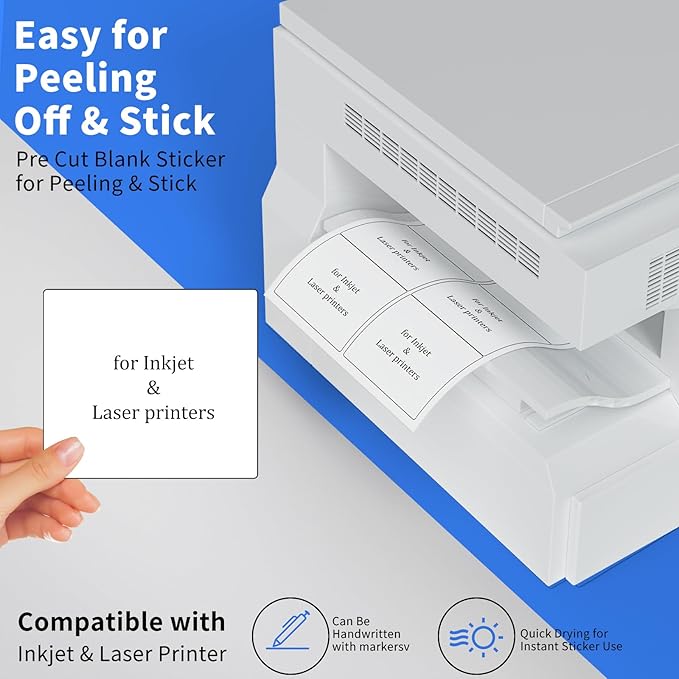 1" x2-5/8 Shipping Address Labels, Blank Mailing Labels, 30-UP White Self-Adhesive Name Tag Stickers for Inkjet and Laser Printer [50 Sheet 1500 Labels]