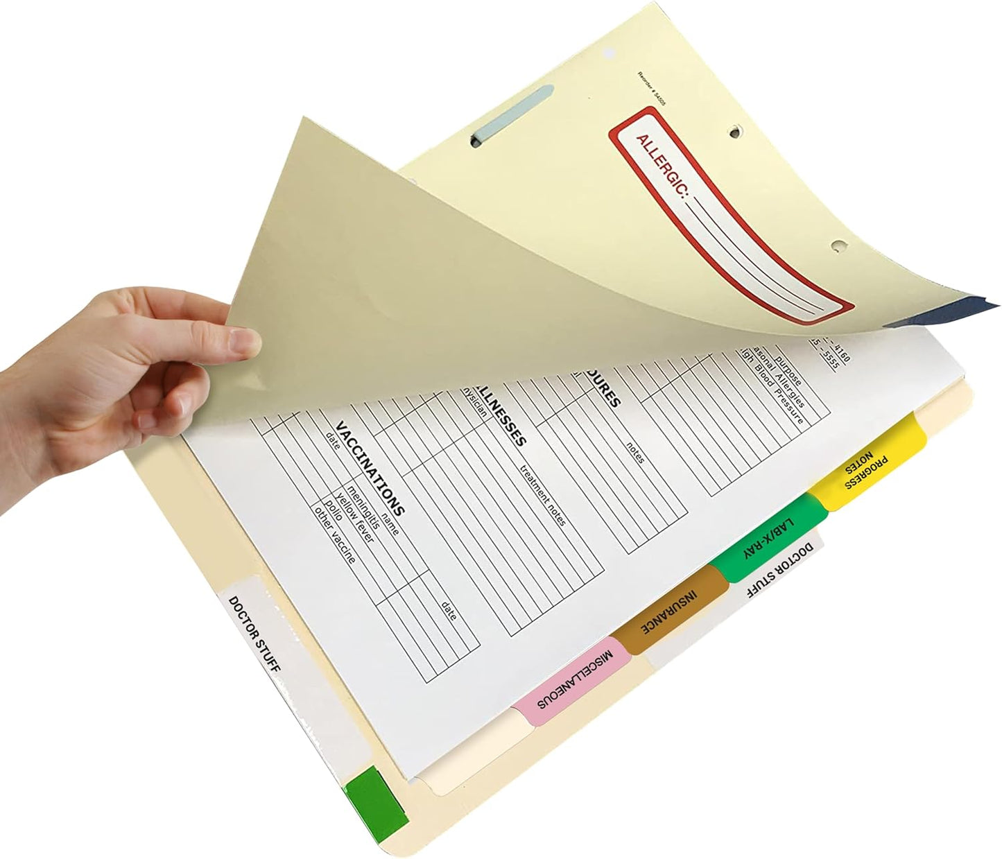 Doctor Stuff - Stock Medical Chart Dividers, 260 Sets of 6 Popular Healthcare Index Tabs, Side Tab, 9" x 11", File Folder Organizer for Nursing Patient Charts and Medical Records
