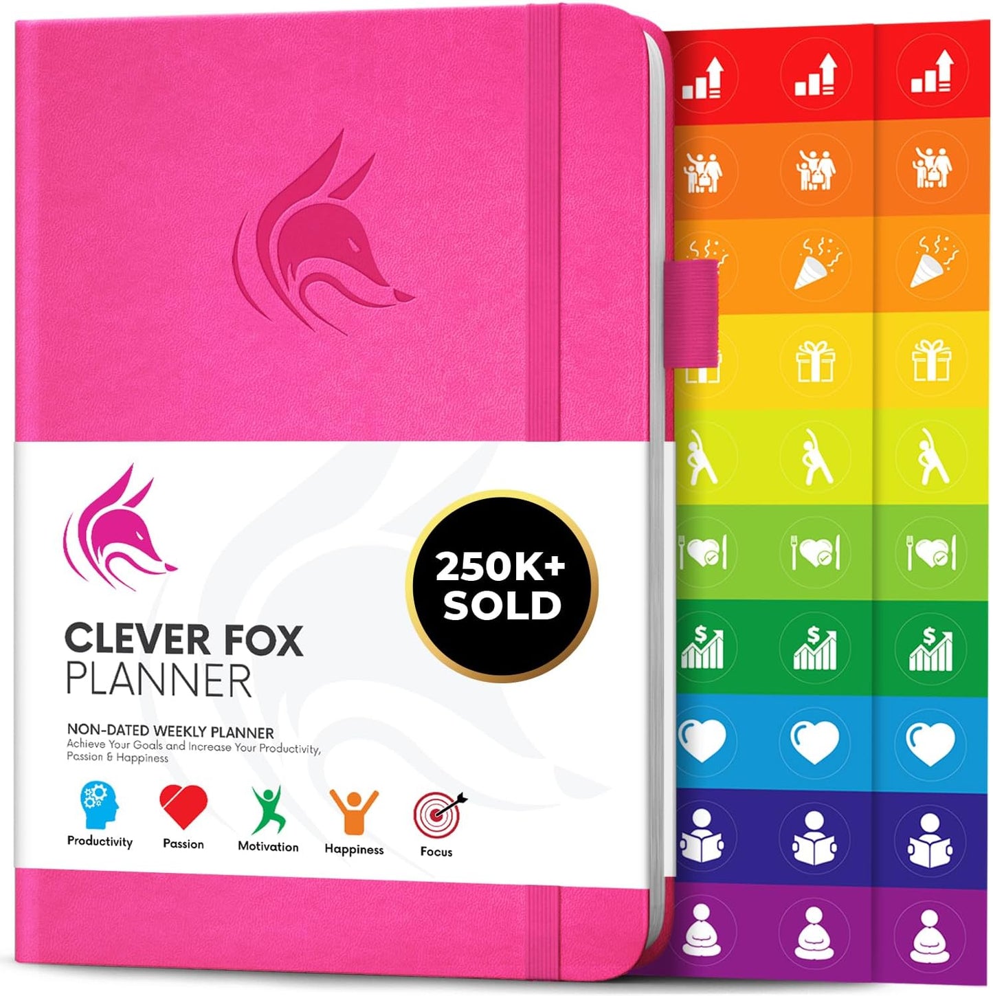 Clever Fox Planner – Undated Weekly & Monthly Planner for Productivity, Time Management & Goals – Organizer Journal – A5 (Hot Pink)