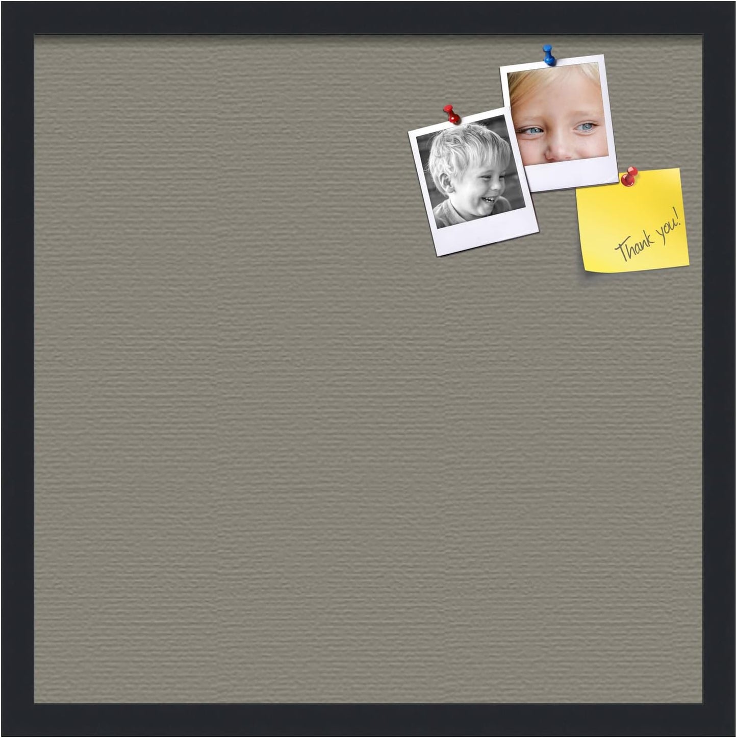 PinPix 20x20 Inch Cork Bulletin Board. This Decorative Framed Pin Board Comes with Pewter Design and a Satin Black Frame. Ideal for Home Office Decor or Message Board (PinPix-1812)