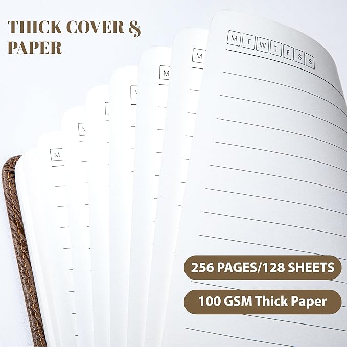 CAGIE Lined Journal for Men Women, Tree Growth Ring Leather Bound Journal Notebook, 256 Pages 100 GSM Journals for Writing, A5 Hardcover Journaling Notebooks for Work, Note Taking