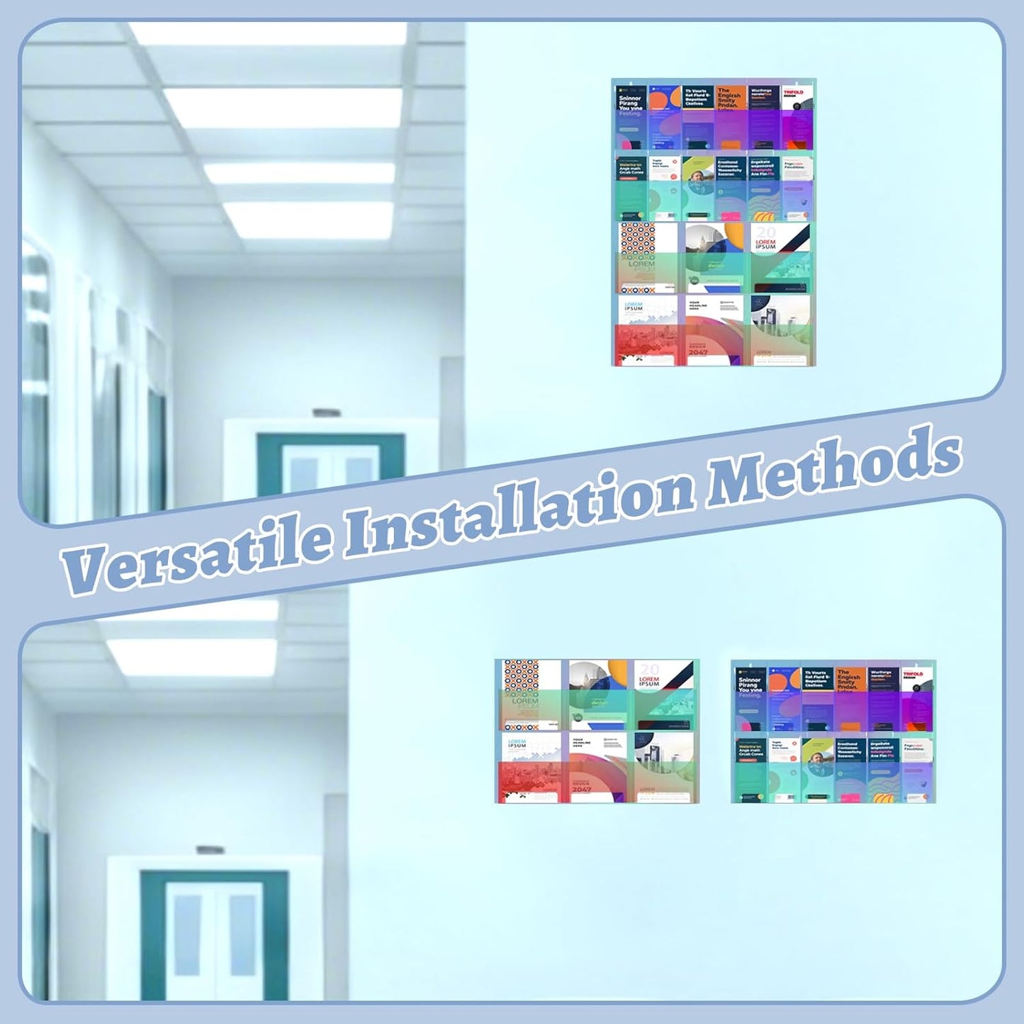 Iridescent Acrylic Wall Mounted Brochure Holder, 6 Magazine Holders and 12 Pamphlet Holders, Color-Shifting Display Rack, Trifold Flyer Rack, Literature Storage Rack for Home, Offices, Waiting Room