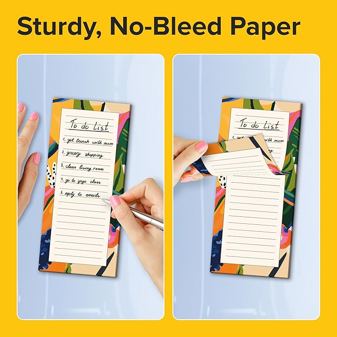 X-bet MAGNET Magnetic Notepads for fridge 200 sheets, grocery list pad for fridge, double gummed paper with color printing, magnetic shopping list pad for fridge (4 pack 50 sheets)