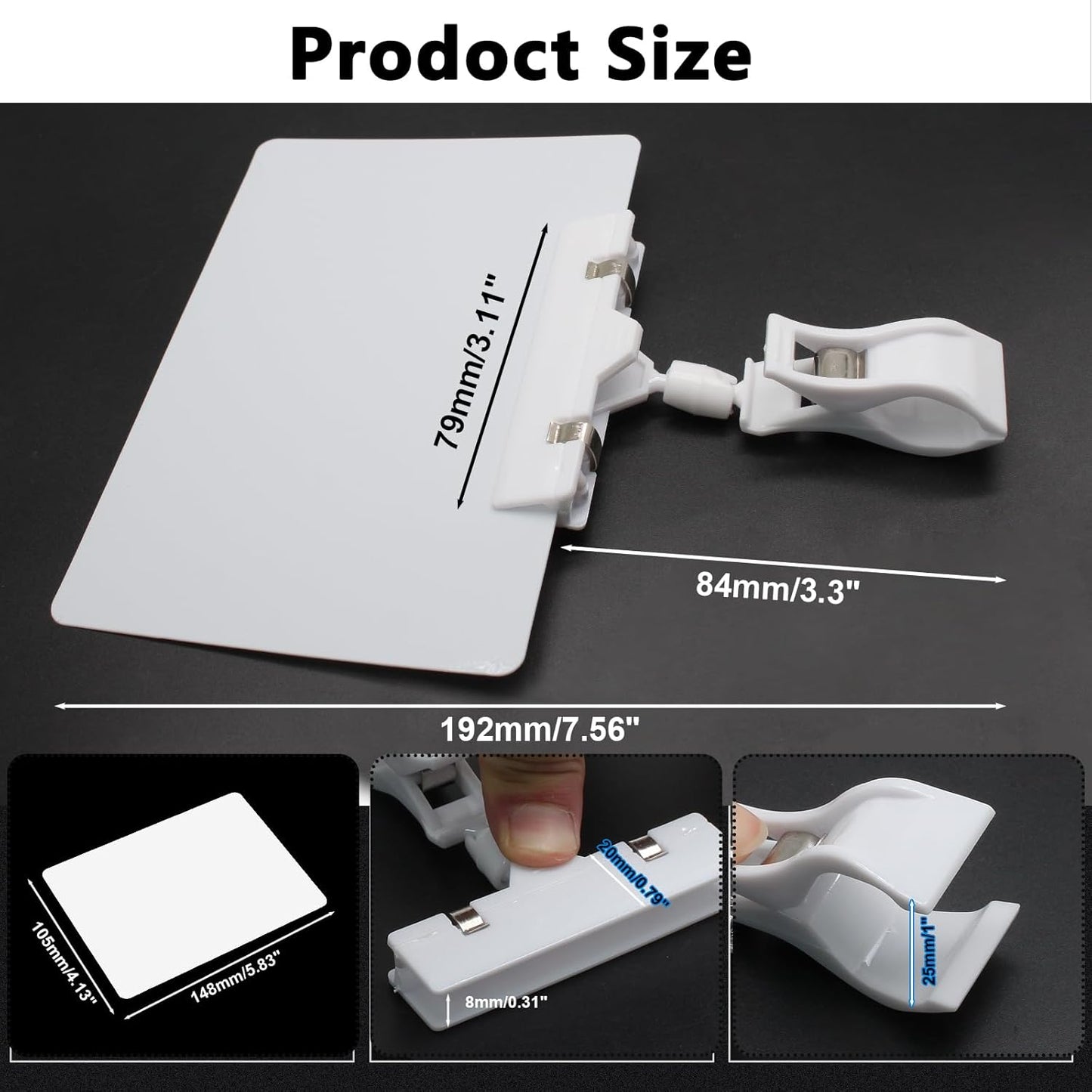 Biaungdo 12 Pcs Plastic Chalkboard Sign with Rotating Clip, Erasable Blackboard Price Tags Double Sided Waterproof Blackboard Clips Display Clip Holder for Shelves,Store,Business, Supermarket(White)