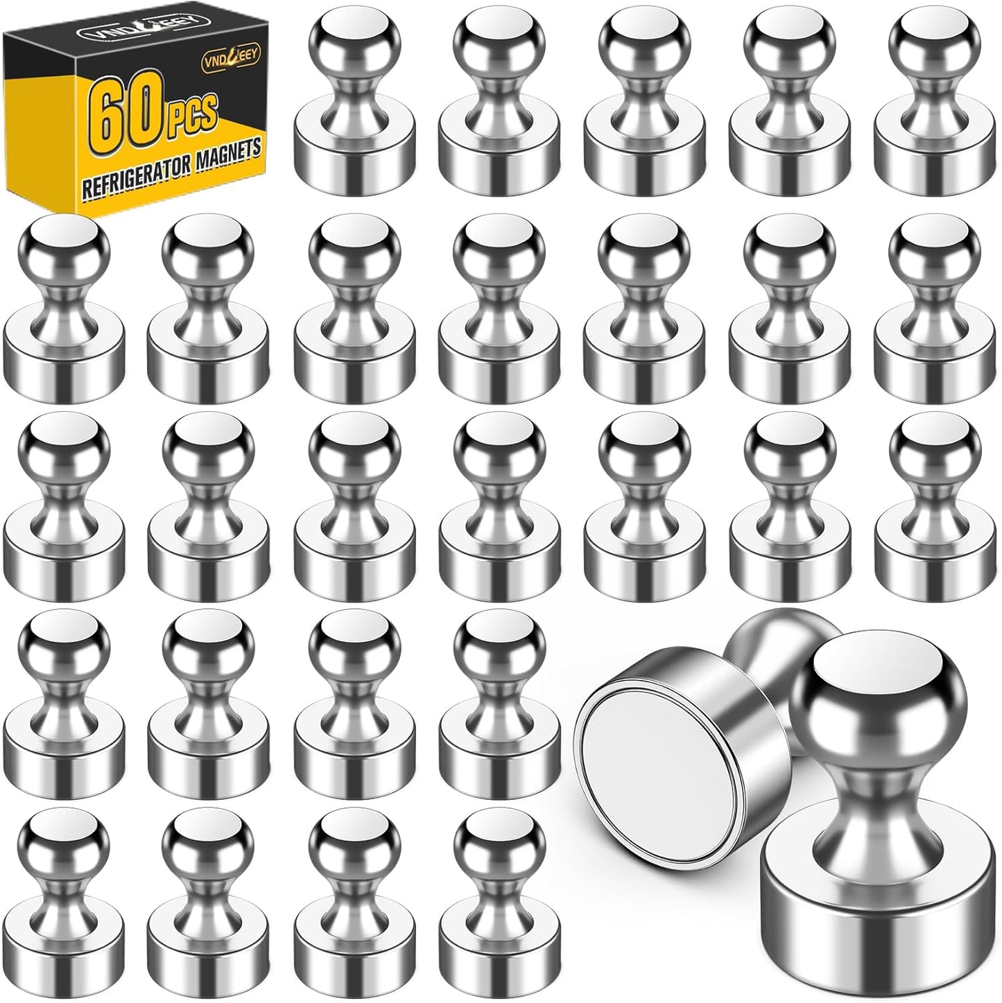VNDUEEY 60 Pack Fridge Magnet Refrigerator Magnets, Whiteboard Magnets Small Strong Magnet for Kitchen, Office, School, Metal Decorative