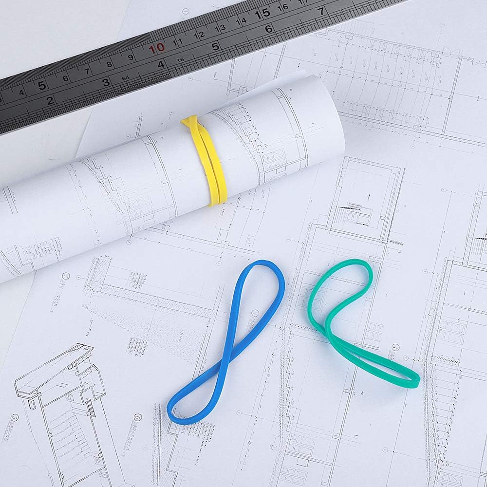 Rubber Bands, Size 33 (3 1/2" x 1/8''), Colorful Non Latex Rubber Band Bulk, Stretchable Rubber Bands Office Supplies, Durable Elastic Bands for Files Folders Bank Paper Bills Money Mail, 50g Bag