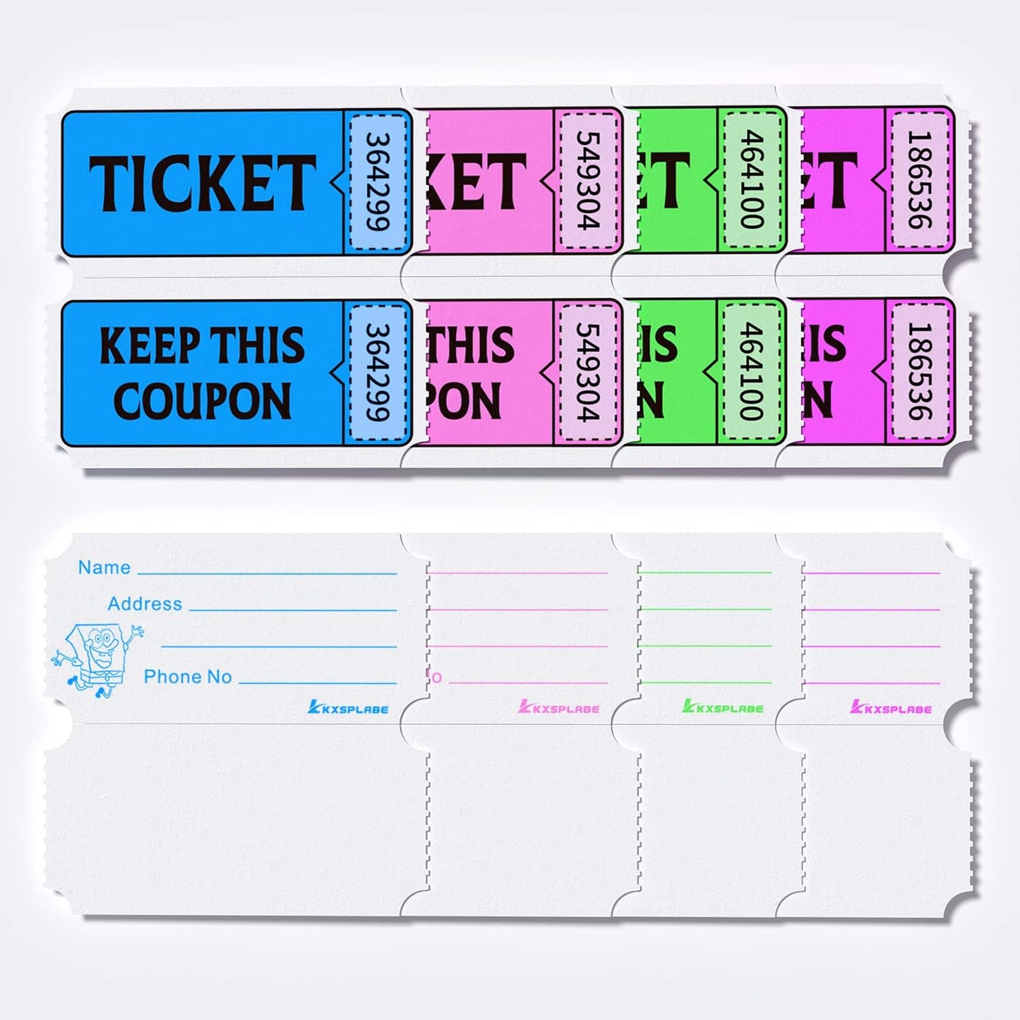 Fluorescence Raffle Tickets Double Roll 2000 Tickets Neon Red 50/50 Tickets for Events, Entry, Class Reward, Fundraiser & Prizes
