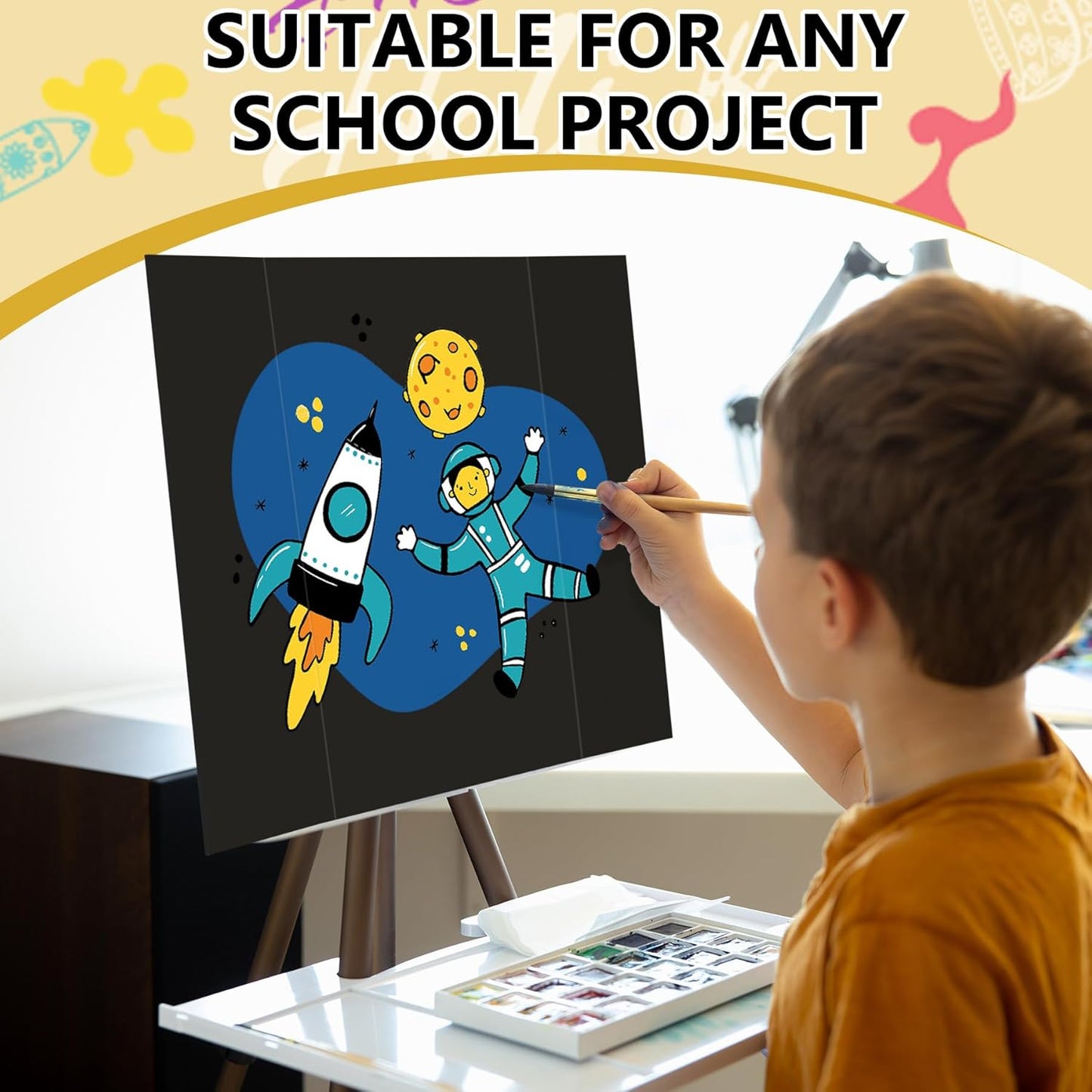 HAUTOCO 3 Pcs Small Trifold Poster Board 21 x 14 inches Tri Fold Presentation Boards Black Corrugated Project Boards for Science Fair, School Project, Event Displays, Business