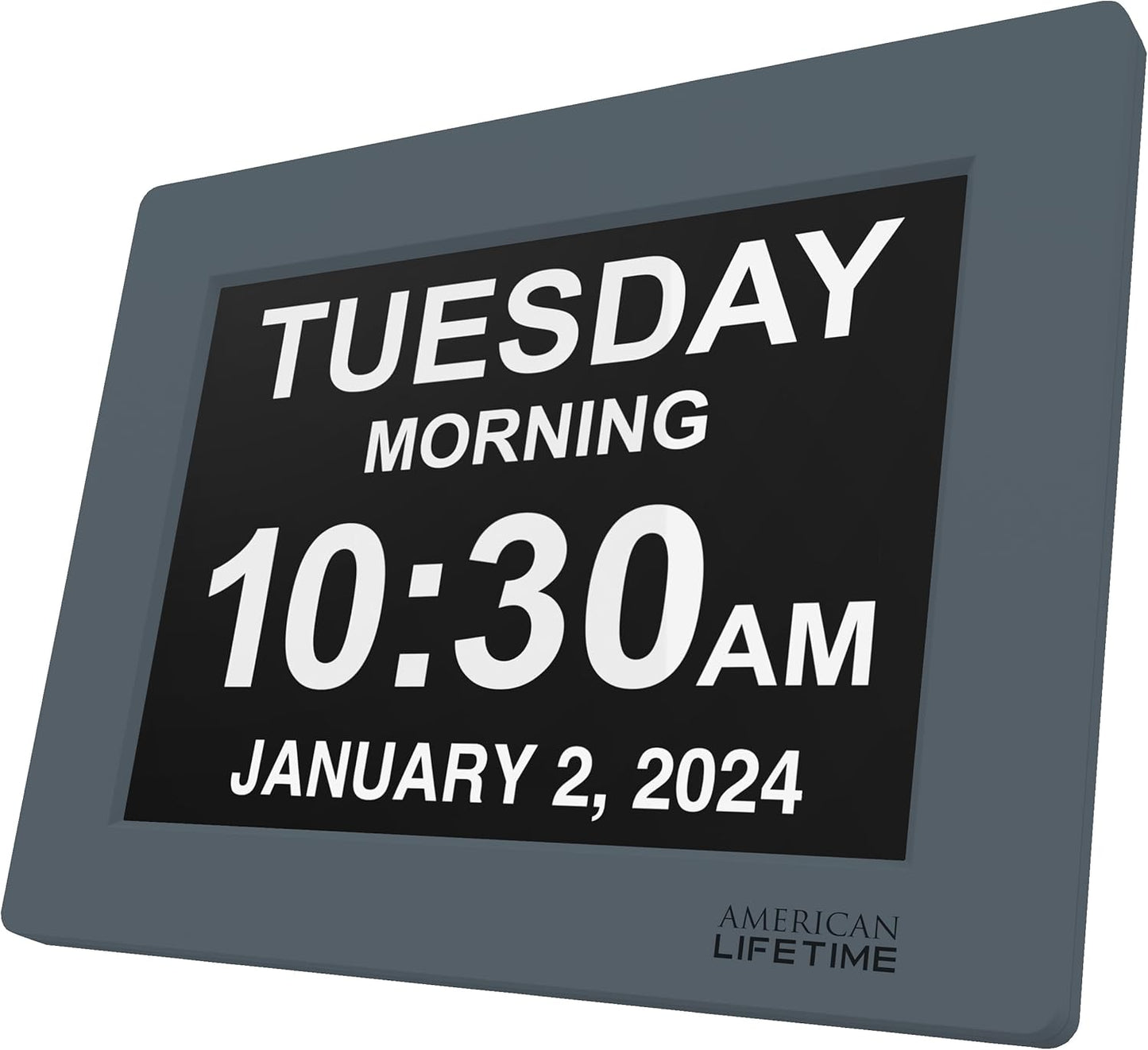 American Lifetime 2024 Dementia Clock, Large Digital Display with Custom Alarms, Day & Date, Winter Blue