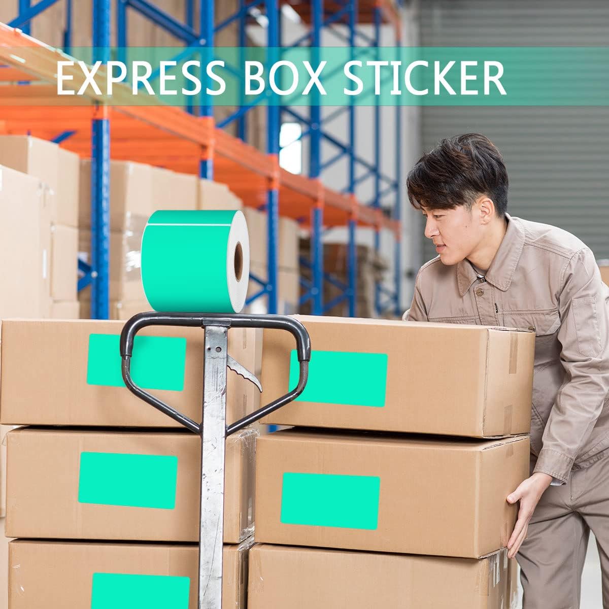 PARLAIM 3 X 5 Inch Rectangle Adhesive Color Coding Stickers,Square Aqua Inventory Stickers -250 Per Dispenser Box