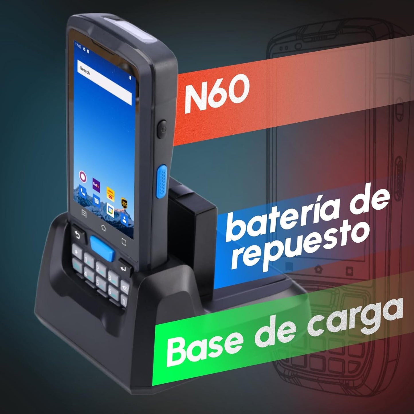 Rayoungtek Android Barcode Scanner Built-in HW N5703 1D/2D/QR Scan Engine, NFC Reader, Rugged Android 12 4G WiFi Wireless Handheld Moible Computer PDA Data Terminal with Charge Dock