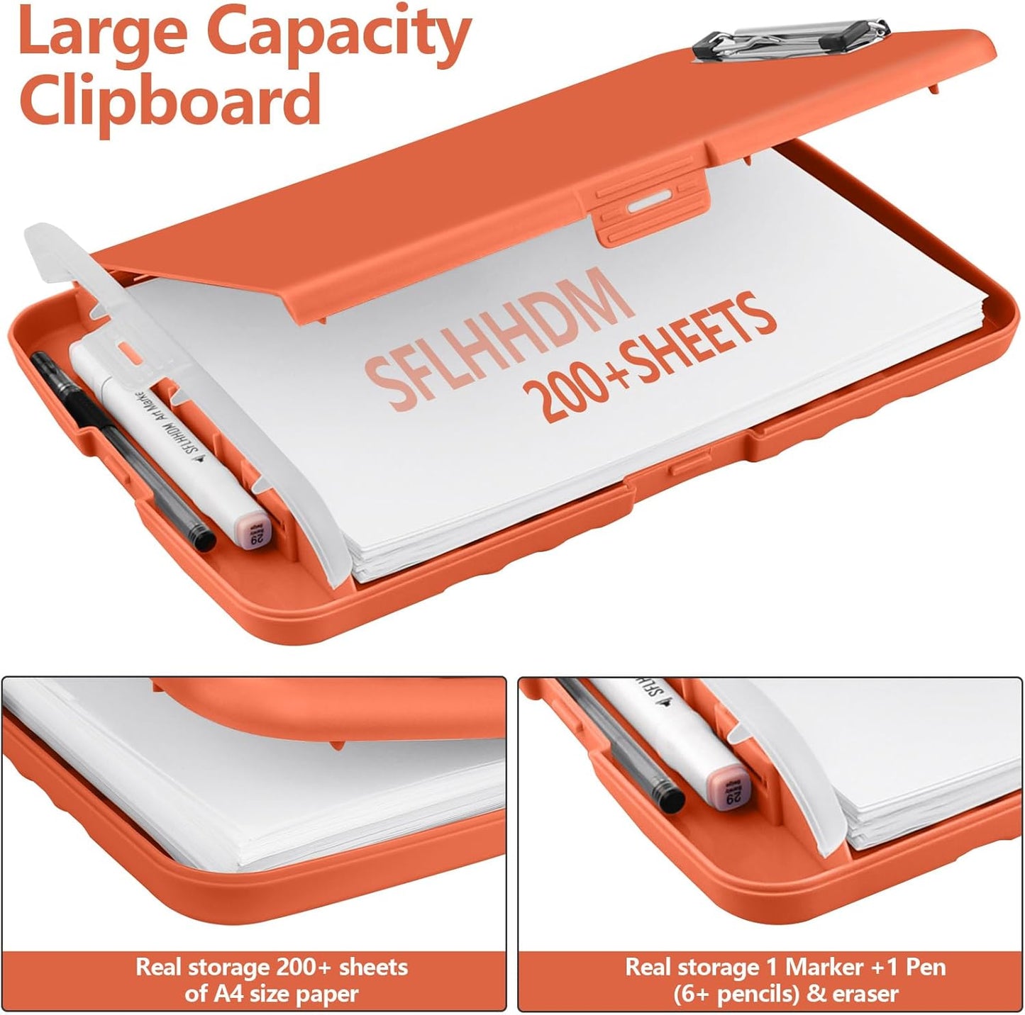 Clipboard with Storage, A4 Binder Nursing Clipboards with Pen Holder, Heavy Duty Storage Clipboards with Low Profile Clip, Clipboard Folder Side-Opening, Smooth Writing Clip Board (Red Brown)