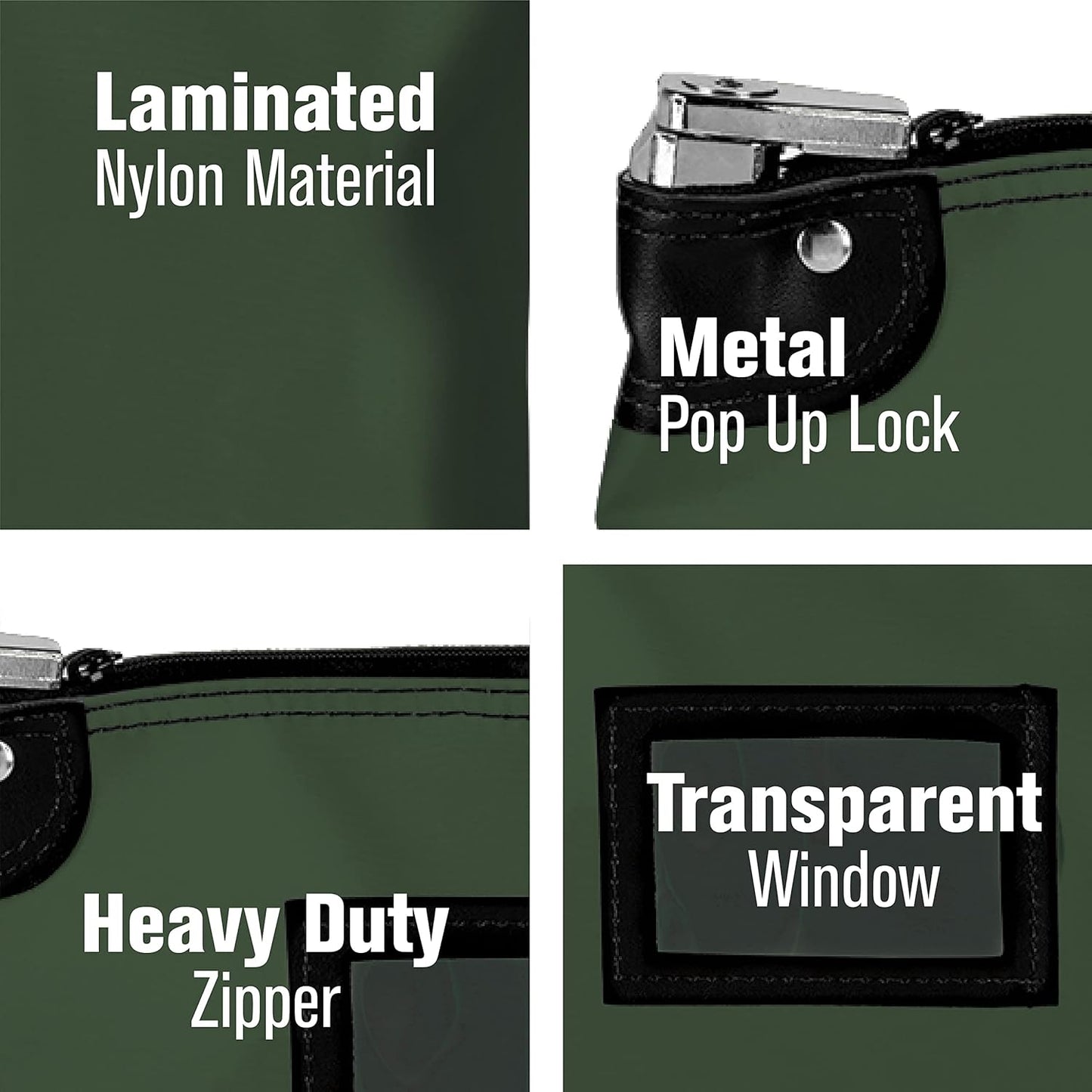 BankSupplies Laminated Nylon Locking Deposit Bags | Forest Green | 15W x 11H | Locking Courier Security Bank Cash Bag | Heavy-Duty Construction | Stores Coin, Currency, Checks & Documents