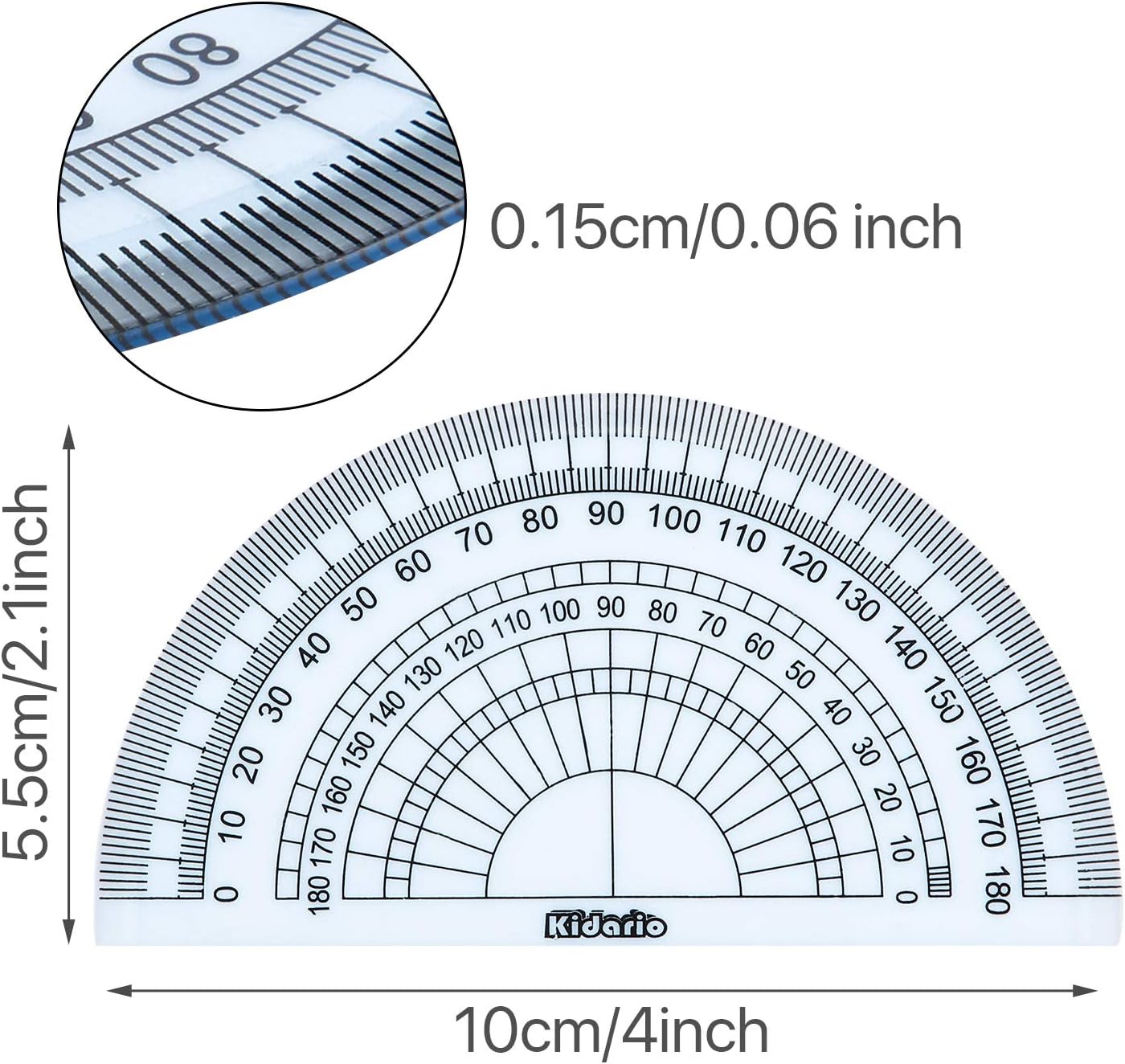 24 Pack Plastic Protractors Math Protractor 180 Degrees 4 Inch (Red Green Yellow Blue)