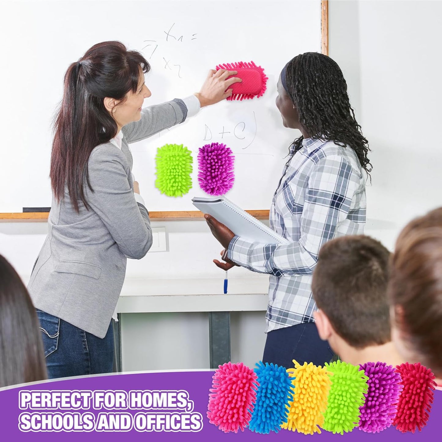 Sherr 24 Pcs Magnetic Whiteboard Eraser School Erase Erasers Microfiber Washable White Board Eraser for Chalk Classroom Home Office (Rainbow Colors)