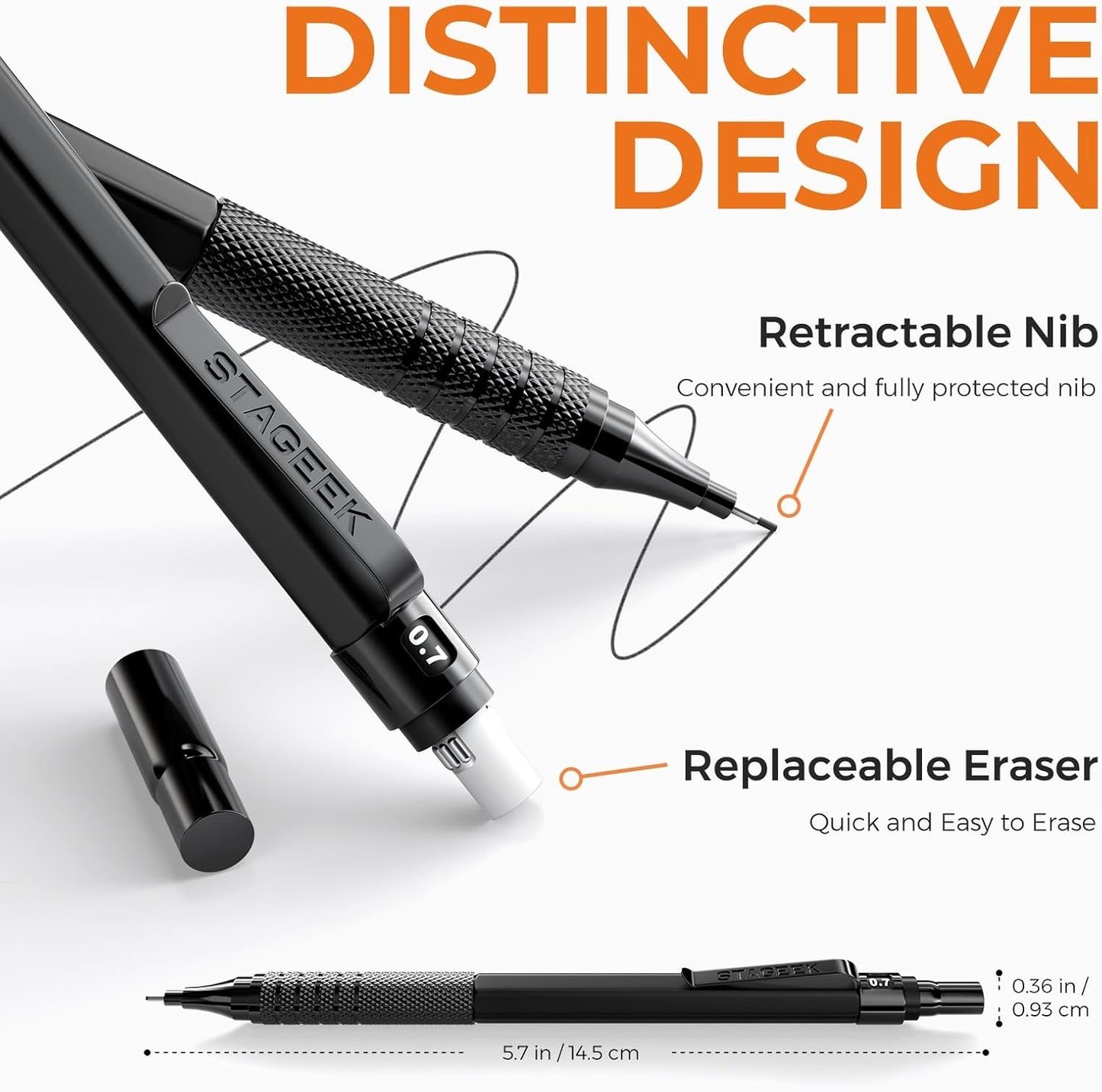 21PCS Metal Mechanical Pencil Set, Art Lead Pencil 0.3, 0.5, 0.7, 0.9, 2mm Holder(HB 2H 2B 4B Color) with 10 Tubes Graphite Lead Refills Eraser with Case for Drafting Drawing Sketching