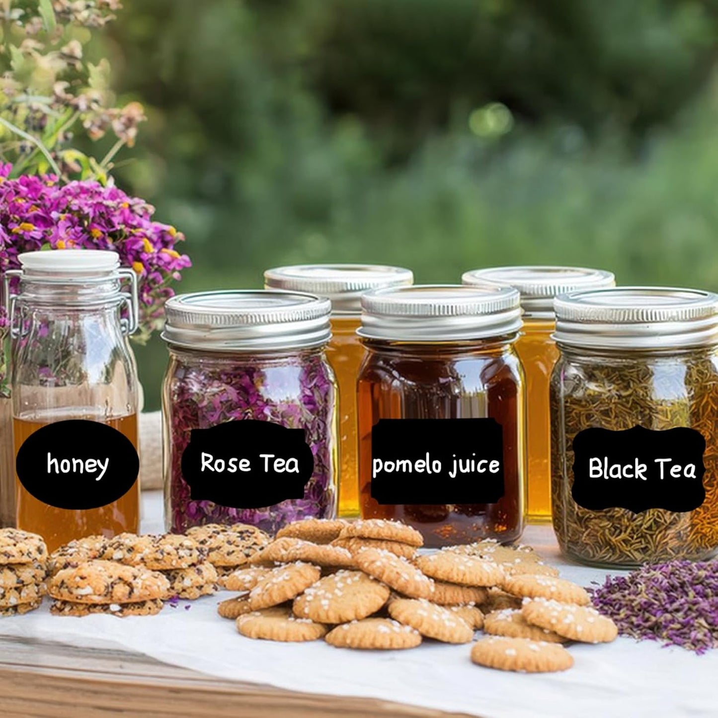 200 Pcs Chalkboard Labels,Reusable Labels with 1 Liquid Chalk Markers Removable Labels,Suitable for Mason Jars Storage Boxes Food Containers Storage Jars Kitchen Food Spice Storage(Black)