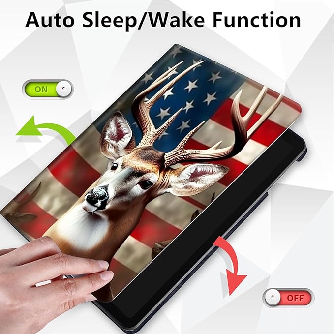 for All-New Amazon Kindle Fire HD 10 Tablet Case (13th Generation, 2023 Release) 10.1", 360 Degree Rotating Stand Cover with Auto Wake Sleep Case for Fire Tablet 10 2023,American Flag/Deer