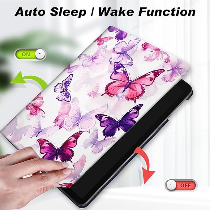for Amazon Kindle Fire Max 11 Case (13th Generation, 2023 Release) 11",Slim Lightweight Smart Shell Stand Cover with Auto Wake/Sleep for All-New Fire 11 Max Tablet,Purple Blue Butterfly