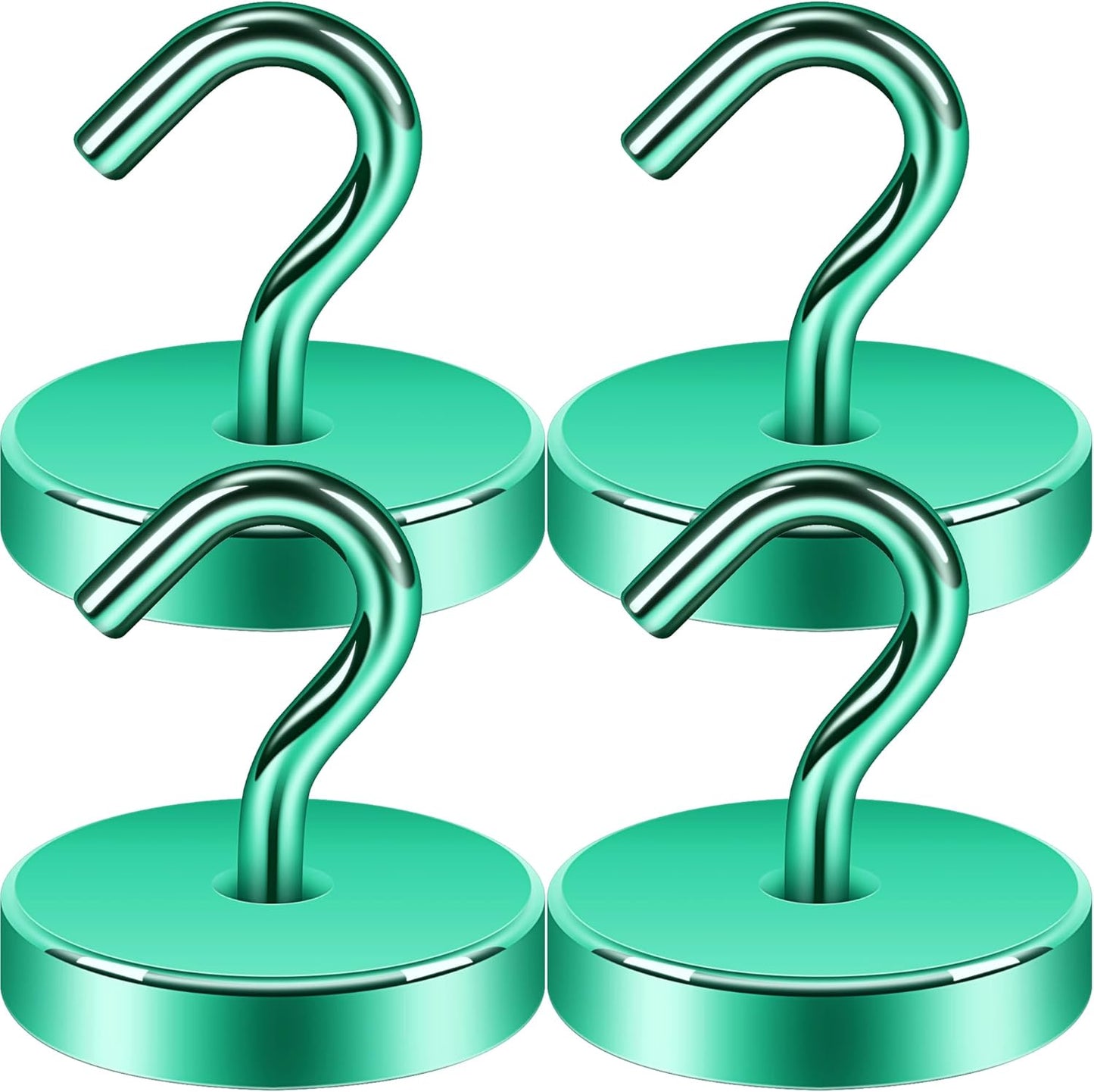 Neosmuk Magnetic Hooks, Heavy Duty 170lb Strong Magnets for Cruise Cabins, Ship Essentials, Large Metal Hooks for Hanging on Fridge(Green,Pack of 4)