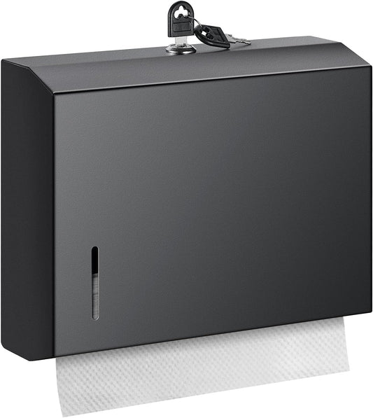 Wall Mounte Commercial Paper Towel Dispensers, 10.4" L x 3.3" D x 8.3" H, Stainless Steel C-Fold Multifold Hand Paper Tissue Holder with Lock