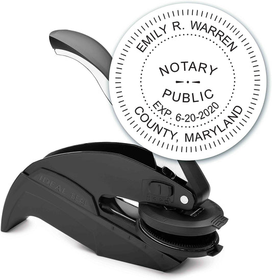 MaxMark Notary Seal Round Embosser for Maryland State - Includes Gold Burst Seal Labels (50 Count)