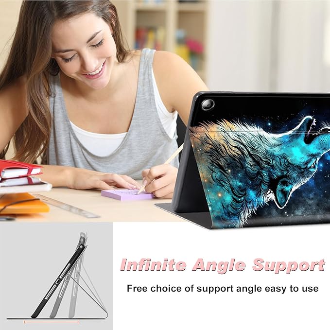 for Amazon Kindle Fire Max 11 Case (13th Generation, 2023 Release) 11",Slim Lightweight Smart Shell Stand Cover with Auto Wake/Sleep for All-New Fire 11 Max Tablet,Blue Wolf Howling