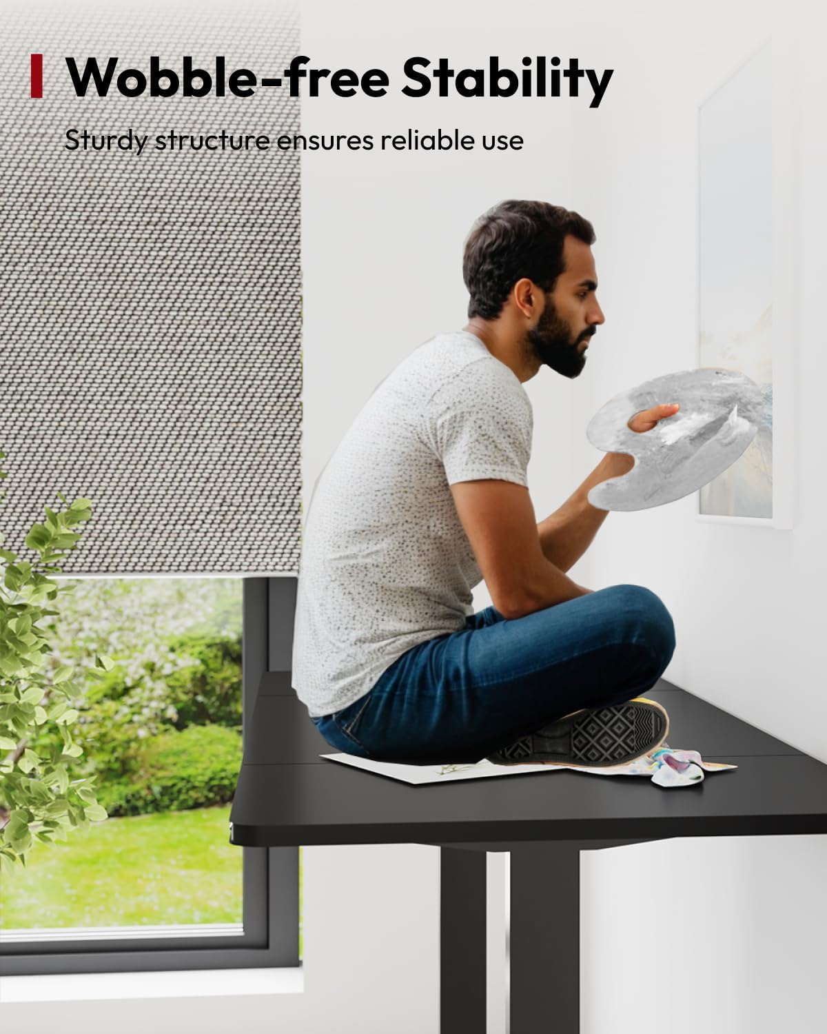 SANODESK Standing Desk Height Adjustable Electric Stand up Desk 71x32 Inches Sit Stand Home Office Desk with Splice Board, Black Frame/Black Top