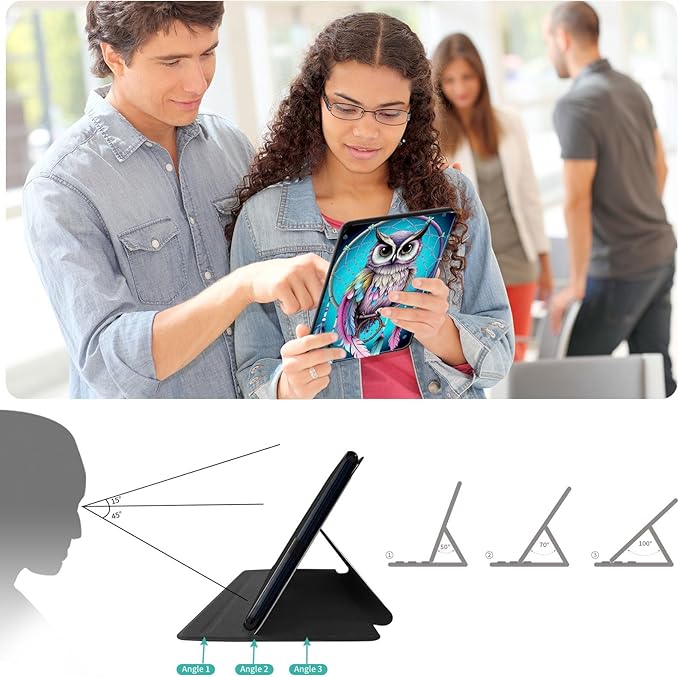 for All-New Amazon Kindle Fire HD 10 Tablet Case (13th Generation, 2023 Release) 10.1", 360 Degree Rotating Stand Cover with Auto Wake Sleep Case for Fire Tablet 10 2023,Dream Catcher/Owl