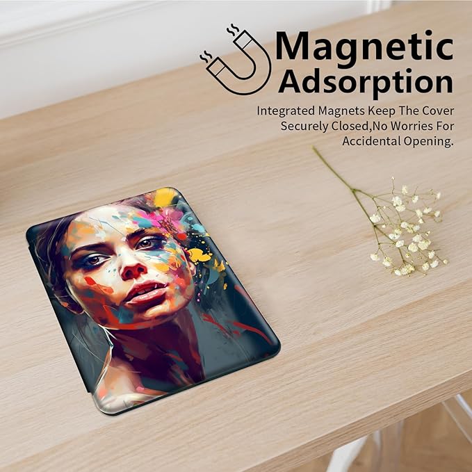 for All-New Amazon Kindle Fire 7 Tablet Case(12th, 2022 Release),Fire 7 Tablet Case,360 Degree Rotating Stand Smart Protective Case, for Fire 7 2022 Tablet (7” Display),Art Colorful Paint