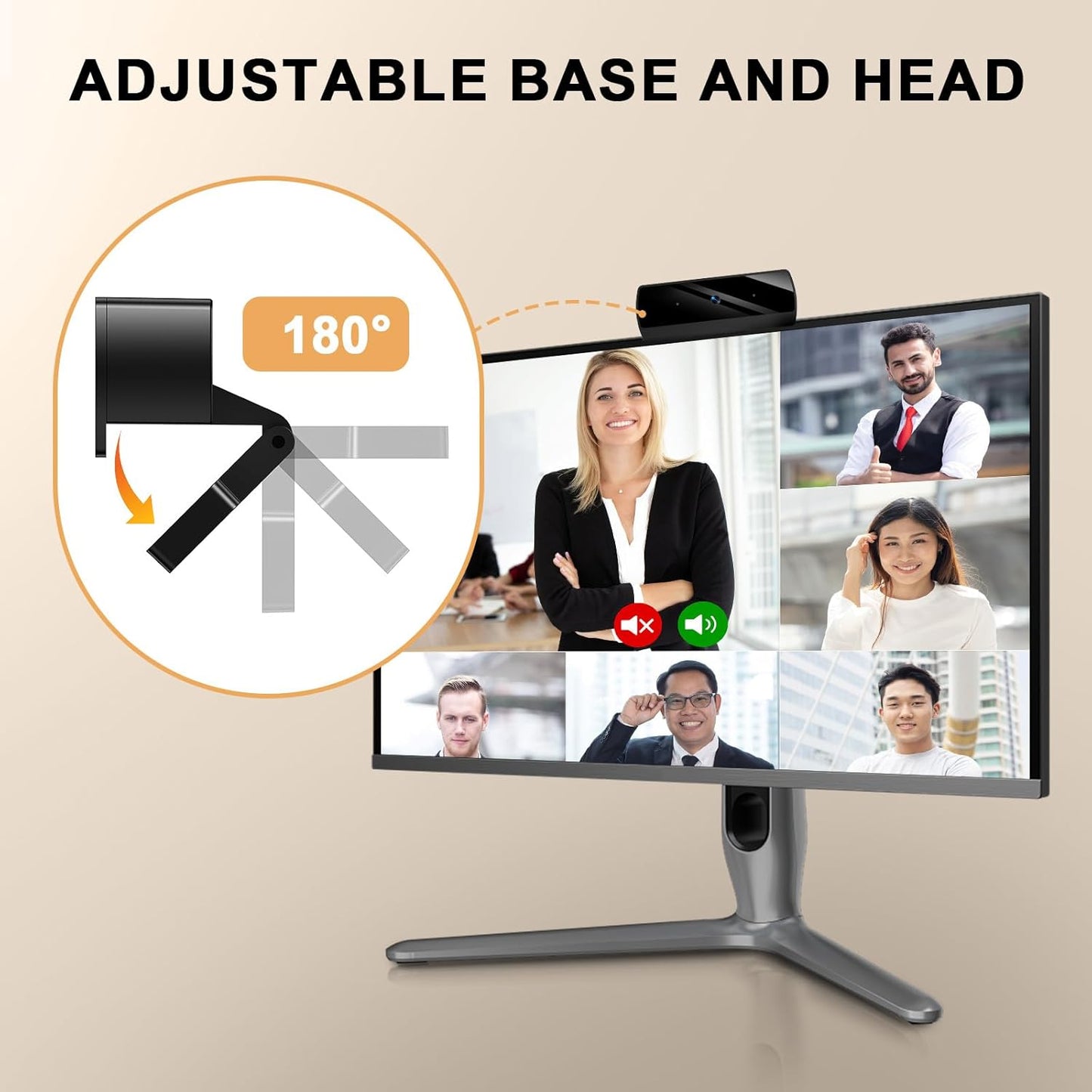 Webcam,Webcams for PC, Full HD 1080P Video Calling, HD Light Correction, Works with Skype, Zoom, FaceTime, Hangouts, PC/Mac/Laptop/MacBook/Tablet