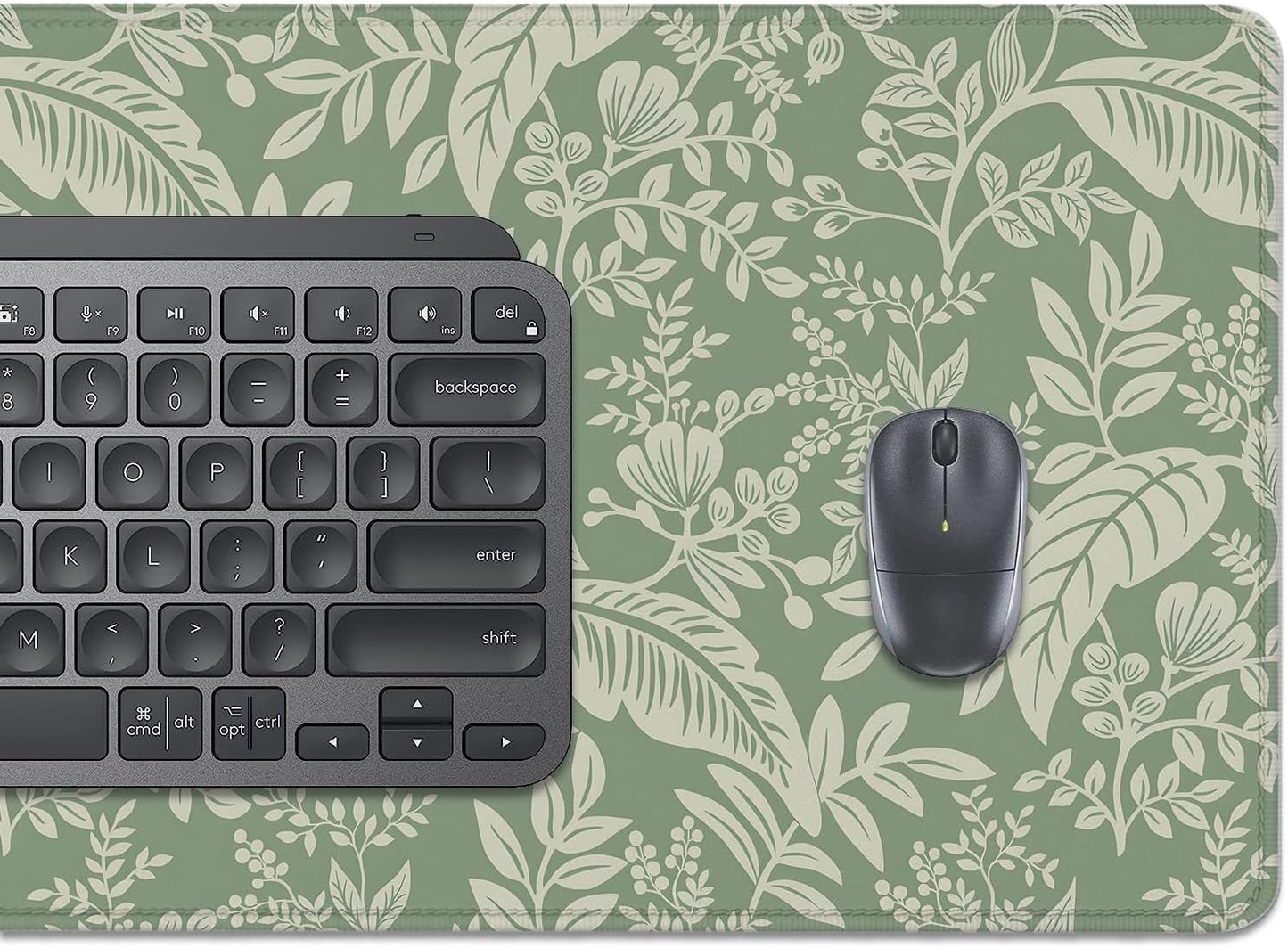 Green Plants Desk Pad Mouse Pad,Large Natural Fresh Mouse Mat with Stitched Edges,Non-Slip Rubber Base Elegant Mousepad for Office PC Keyboard Laptop and Home Work Desk Mat(27.5X11.8 in)