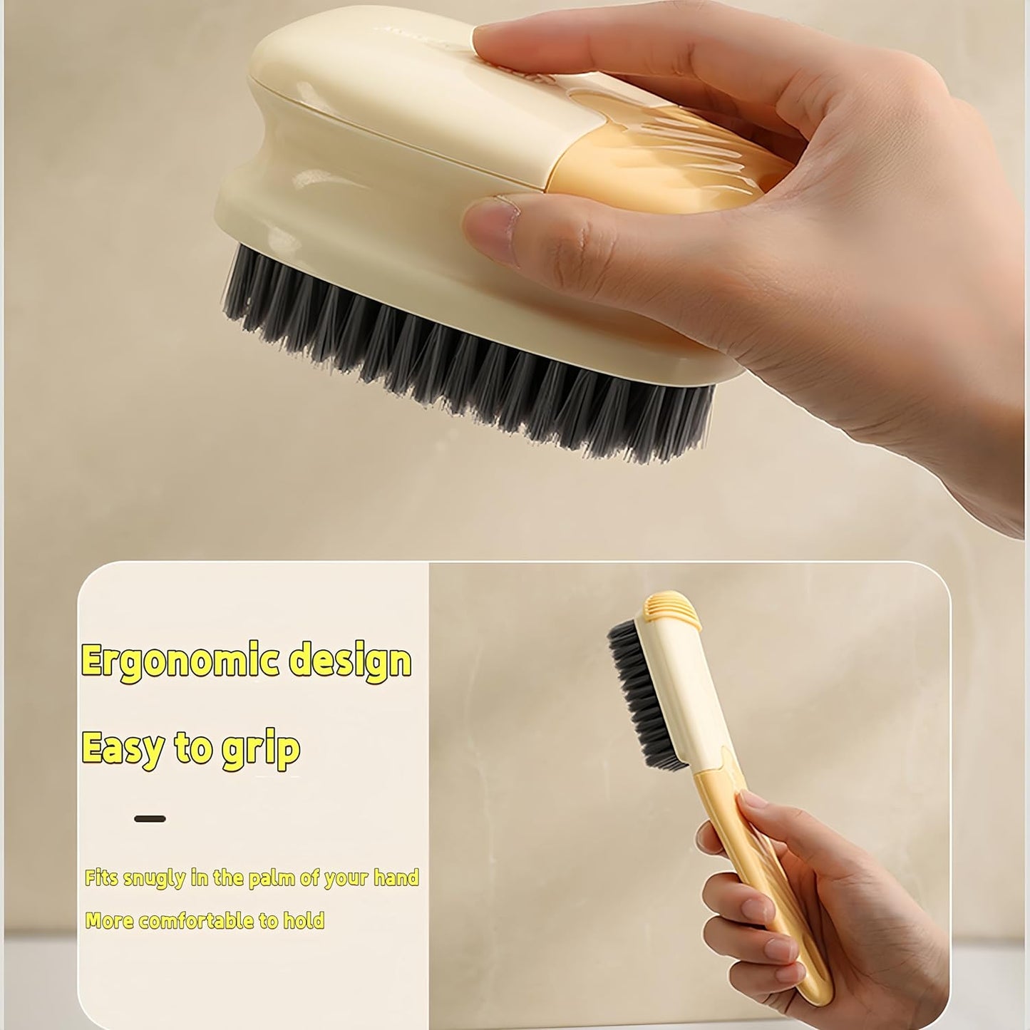 Cleaning Brush Household Small Laundry Brush for Soft Bristle Scrub Clothes Shoe Underwear Fabric Hand Cleaning Brush (B-Gray)