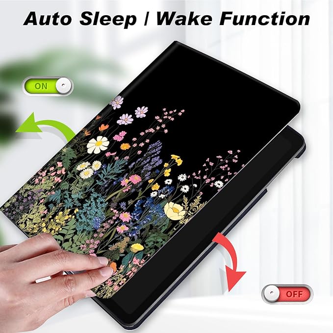 for All-New Kindle Fire 7 Tablet Case (12th Gen, 2022 Release),Slim Lightweight Smart Shell Stand Cover with Auto Wake/Sleep for Amazon Fire 7 Kids Tablet,Midnight Flowers