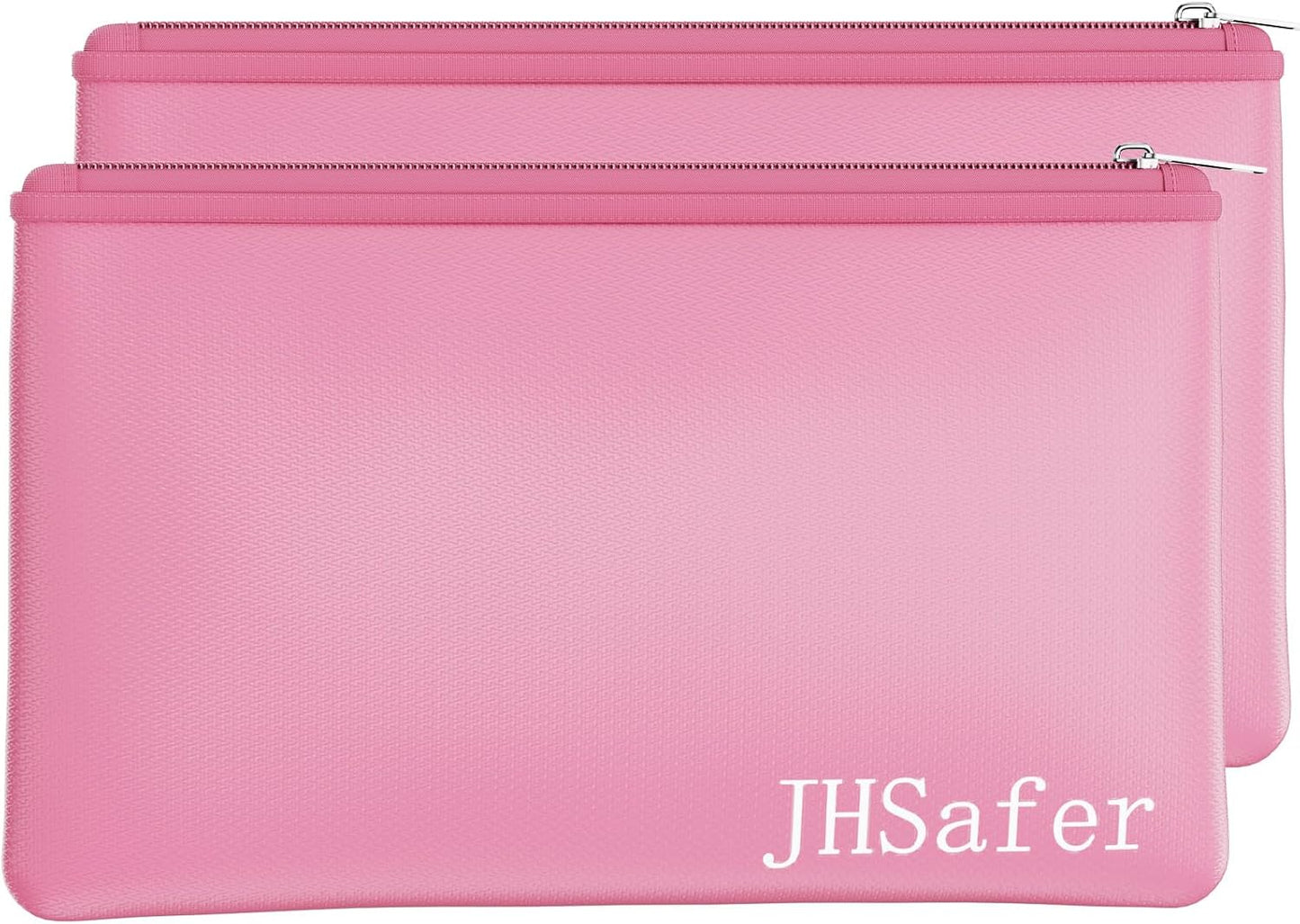 6400℉ Fireproof and Waterproof Money Bags 2pcs with Zipper,11''x6.3'' Fireproof Cash Bag with Zipper,Fireproof Wallet Envelope Safe Pouch Fireproof Bags for Cash Passports Keys Jewellery (Pink)