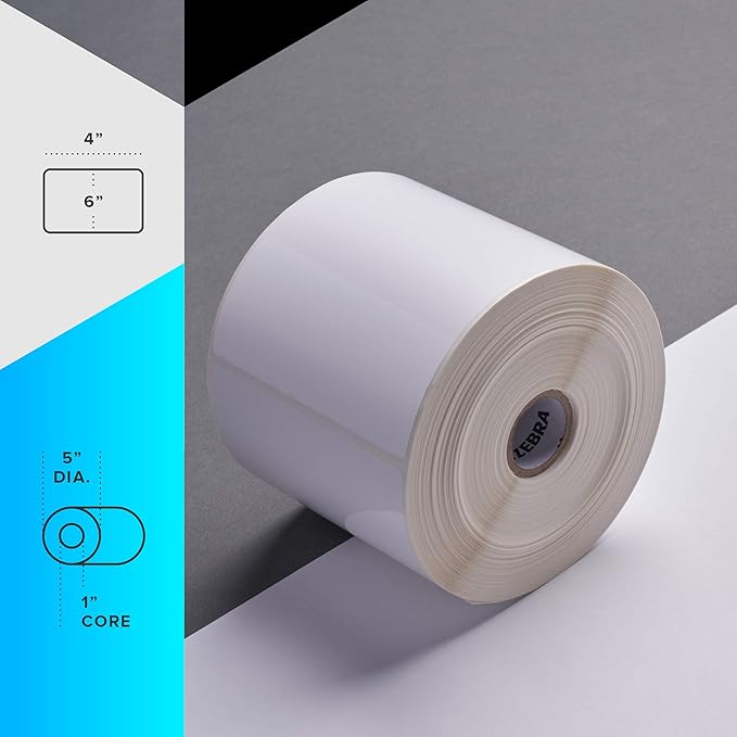 Zebra 4 x 6 in Thermal Transfer Polyester Labels Z-Ultimate 3000T Permanent Adhesive Shipping Labels 1 in Core 4 rolls 10031647SP