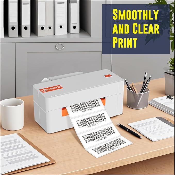 L LIKED 3" x 1" Direct Thermal Label, Permanent Adhesive Barcode Shipping Labels & Compatible with Rollo, Zebra and Other Desktop Printers (1 Roll, 1400 Labels)