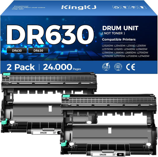 DR630 Drum Unit (Not Toner) Replacement Compatible for Brother DR-630 Imaging Drum HL-L2380DW HL-L2320D HL-L2340DW DCP-L2540DW MFC-L2700DW MFC-L2720DW HL-L2300D HL-L2360DW MFC-L2740DW Printer 2-Pack