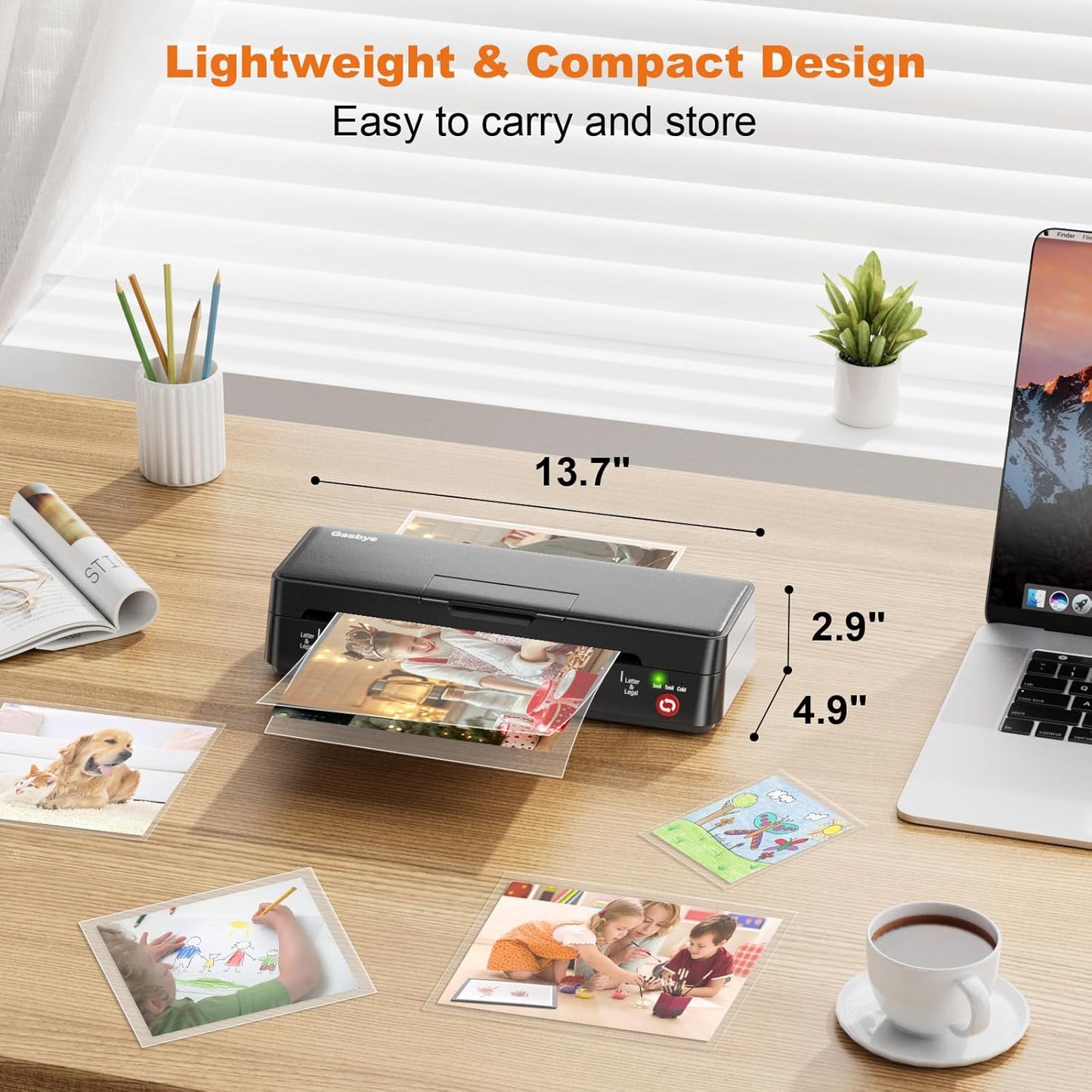 9-Inch Thermal Laminator Machine, World's First Open-Lid Design, Remove Jam in 5s, Auto Shut-Off, NTC Temperature Control, 5 Laminating Sheets for Teacher School Home Office Personal, Black