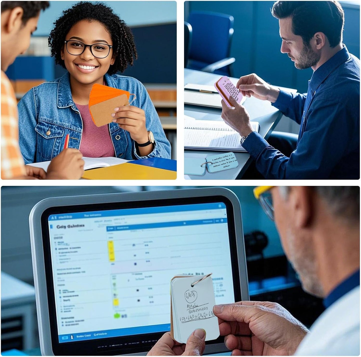 Koogel 300PCS Index Cards, Colored Index Cards with Ring for Back to School, 2.2 x 3.5 Inch, Small Flashcard Notecard for Studying Nursing Classroom Note Taking Essentials, 6 Colors